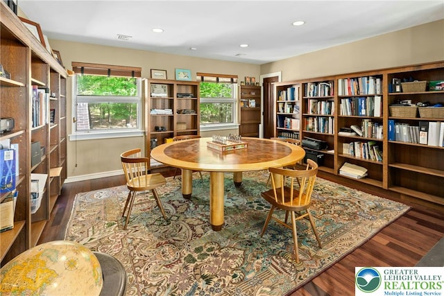 310 Hunters Farm Rd, Paradise Twp, PA 18332 - dining room with healthy amount of natural light, wood finished floors, baseboards, and recessed lighting