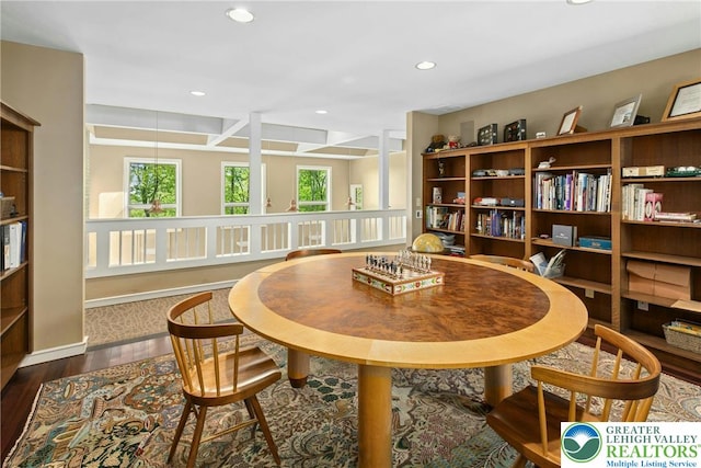 310 Hunters Farm Rd, Paradise Twp, PA 18332 - dining area featuring recessed lighting and dark wood finished floors