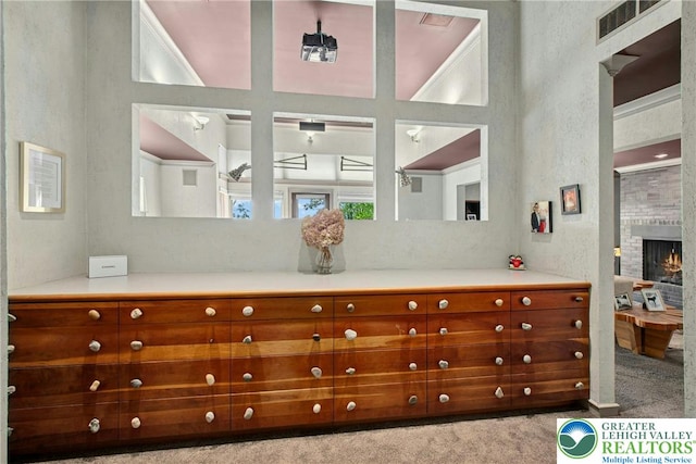 310 Hunters Farm Rd, Paradise Twp, PA 18332 - interior space featuring a large fireplace and vanity