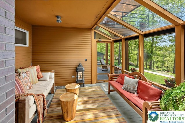 310 Hunters Farm Rd, Paradise Twp, PA 18332 - sunroom / solarium featuring an outdoor living space and a skylight