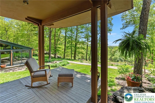 310 Hunters Farm Rd, Paradise Twp, PA 18332 - wooden deck with a lawn