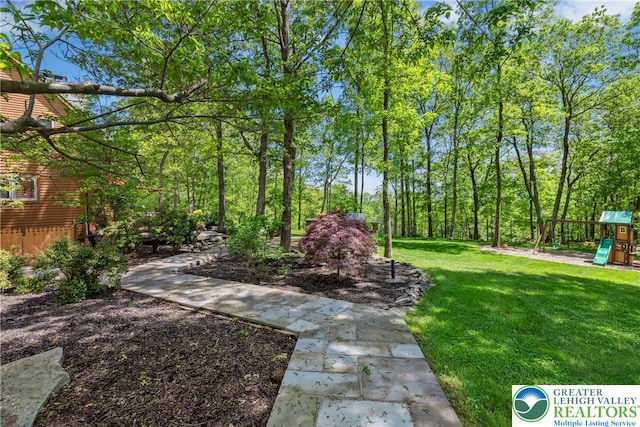 310 Hunters Farm Rd, Paradise Twp, PA 18332 - view of green lawn with a playground