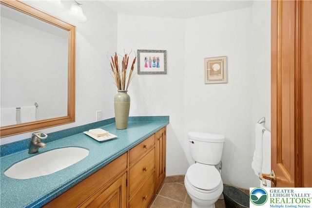 511 Center Hill Rd, Nockamixon Twp, PA 18972 - half bath with vanity, toilet, and tile patterned flooring