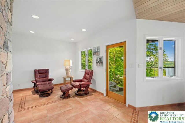 511 Center Hill Rd, Nockamixon Twp, PA 18972 - living area featuring tile patterned flooring, recessed lighting, and baseboards