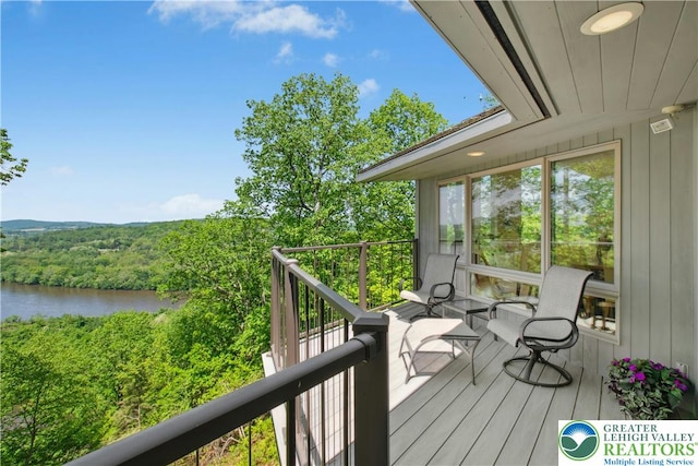 511 Center Hill Rd, Nockamixon Twp, PA 18972 - wooden terrace featuring a water view and a view of trees
