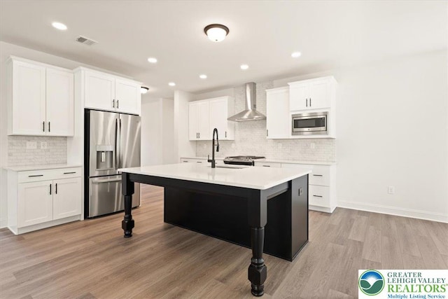 1350 Lorton Dr Unit 56, Forks Twp, PA 18040 - kitchen featuring stainless steel appliances, wall chimney exhaust hood, a sink, decorative backsplash, and light countertops
