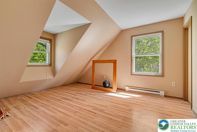 1281 Winding Way, Coolbaugh Twp, PA 18466 - bonus room with a baseboard radiator, wood finished floors, and lofted ceiling