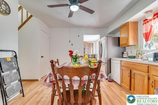 1281 Winding Way, Coolbaugh Twp, PA 18466 - dining room with light wood finished floors and ceiling fan
