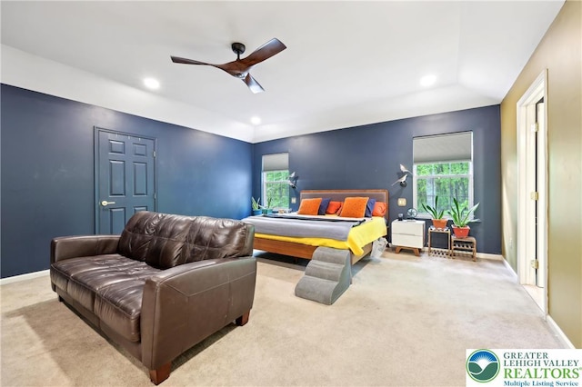 136 Outlook Ct, Middle Smithfield Twp, PA 18302 - carpeted bedroom featuring recessed lighting, baseboards, and ceiling fan