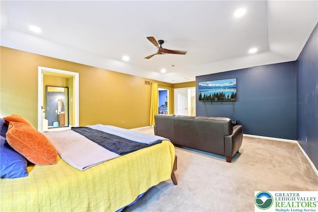 136 Outlook Ct, Middle Smithfield Twp, PA 18302 - bedroom with carpet floors, recessed lighting, baseboards, and a ceiling fan