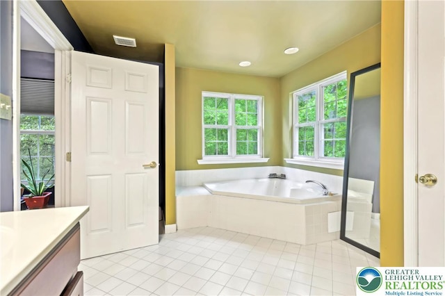 136 Outlook Ct, Middle Smithfield Twp, PA 18302 - full bathroom with vanity, tile patterned floors, and a bath