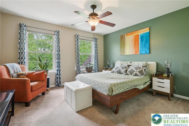 136 Outlook Ct, Middle Smithfield Twp, PA 18302 - carpeted bedroom with baseboards and a ceiling fan