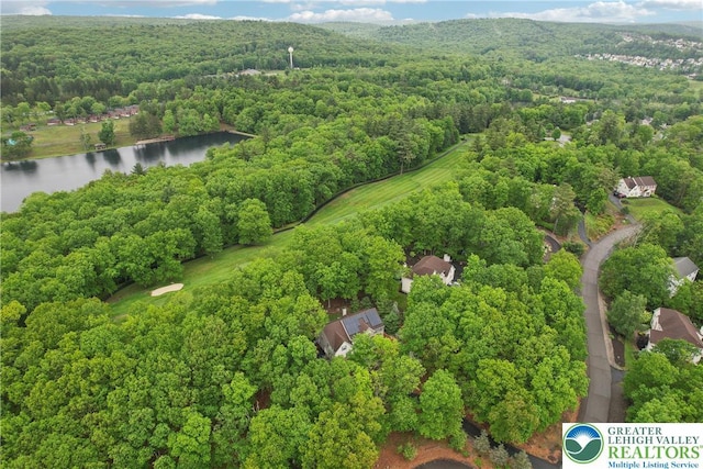136 Outlook Ct, Middle Smithfield Twp, PA 18302 - drone / aerial view of a heavily wooded area and a nearby body of water