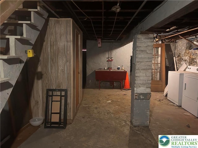 1210 Linden, Bethlehem City, PA 18018 - unfinished below grade area with washing machine and clothes dryer and a sink