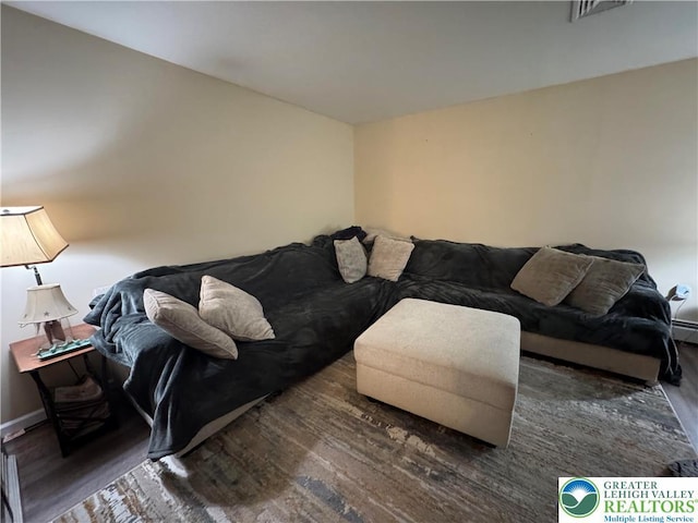462 Plane St, Weatherly Boro, PA 18255 - living room featuring wood finished floors and a baseboard radiator