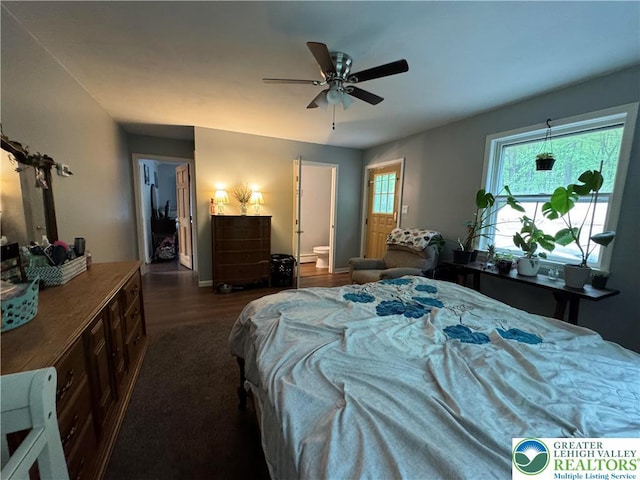 462 Plane St, Weatherly Boro, PA 18255 - bedroom featuring dark wood finished floors, baseboards, and connected bathroom