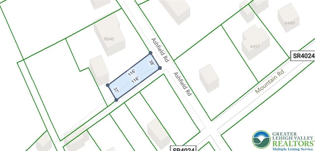8624 Ashfield Rd, Washington Twp, PA 18080 - map showing property parcels