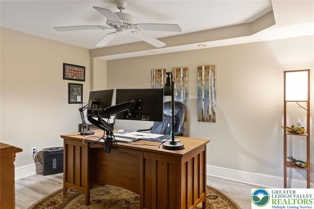 2965 Adams Way, Springfield Twp, PA 18077 - office featuring wood finished floors, a ceiling fan, and baseboards