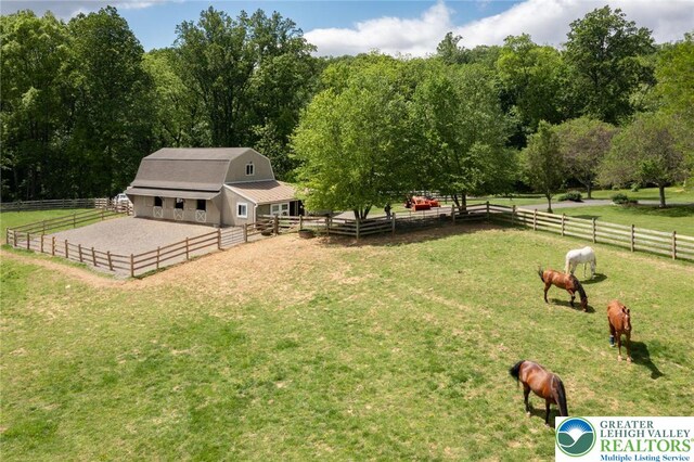 2965 Adams Way, Springfield Twp, PA 18077 - view of yard with an exterior structure, an outdoor structure, a view of rural / pastoral area, and an enclosed horse arena