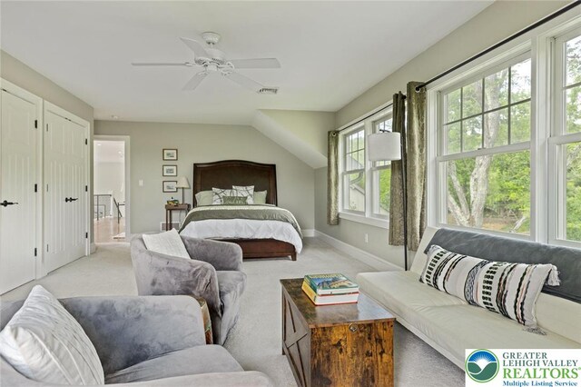 2965 Adams Way, Springfield Twp, PA 18077 - bedroom featuring light colored carpet, baseboards, and ceiling fan