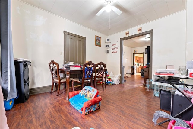 526 N Law St, Allentown City, PA 18102 - dining space featuring a ceiling fan and wood finished floors