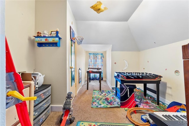 117 S 15th St, Wilson Borough, PA 18042 - game room with carpet, lofted ceiling, and baseboards