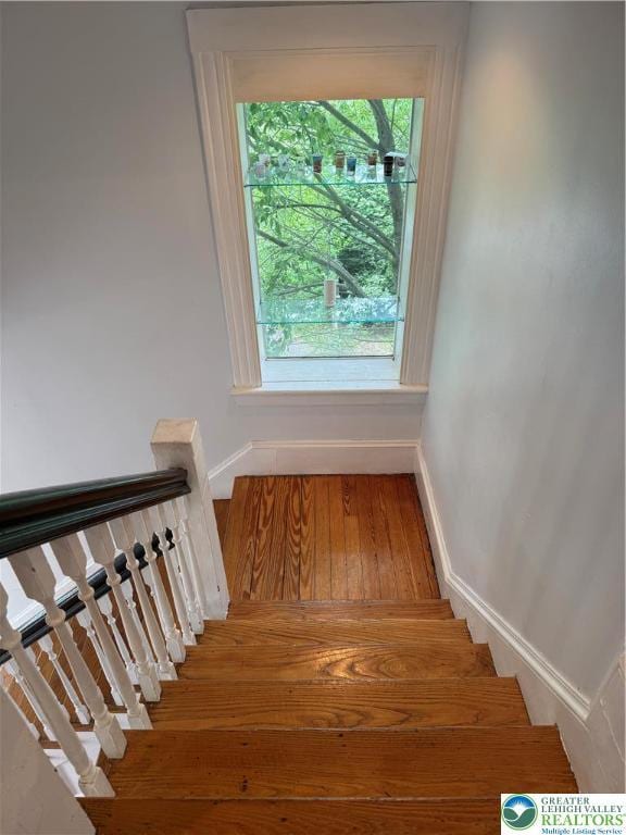 204 Analomink St, East Stroudsburg, PA 18301 - staircase featuring baseboards and wood finished floors