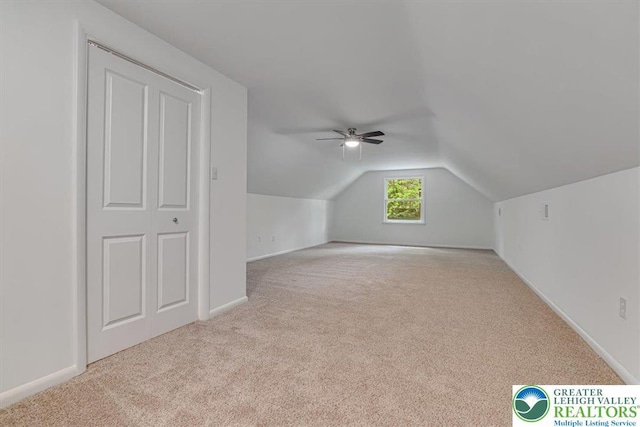 711 E Center St, Nesquehoning Borough, PA 18240 - additional living space featuring carpet flooring, lofted ceiling, a ceiling fan, and baseboards