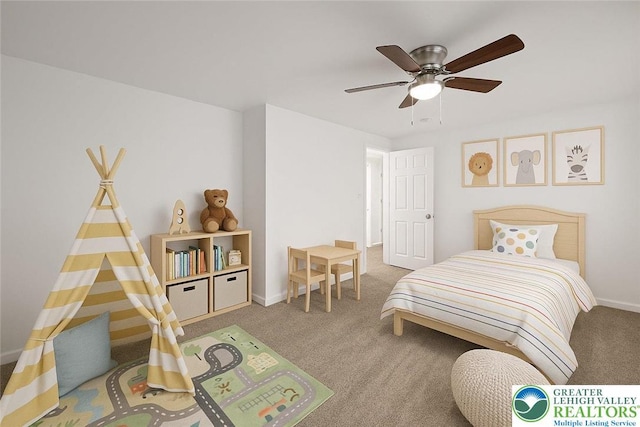 711 E Center St, Nesquehoning Borough, PA 18240 - carpeted bedroom featuring baseboards and ceiling fan
