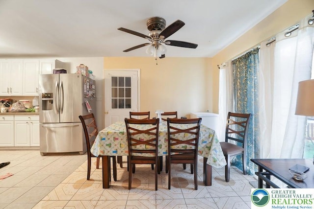 4754 Brentwood Dr, Tobyhanna Twp, PA 18466 - dining area featuring ceiling fan and light tile patterned floors