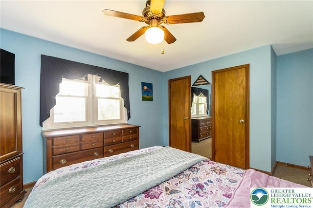 217 26th St, Allentown City, PA 18104 - bedroom with a ceiling fan, carpet, and baseboards