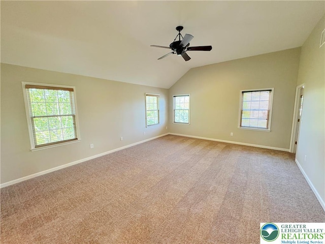 4620 Graystone Dr, Lower Nazareth Twp, PA 18064 - unfurnished room featuring lofted ceiling, carpet floors, and ceiling fan