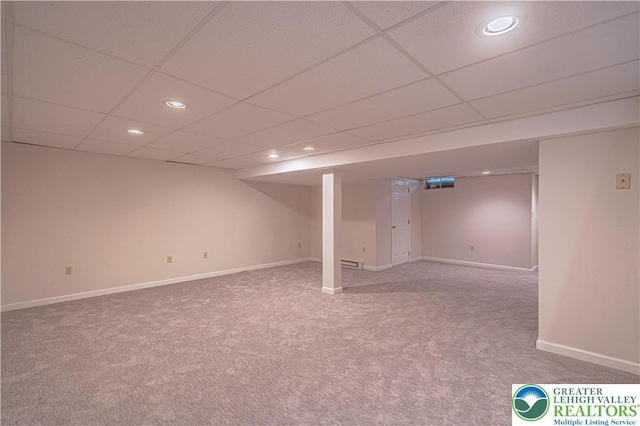 3624 Mcintosh Dr, North Whitehall Twp, PA 18069 - finished basement with carpet floors, baseboards, recessed lighting, and a drop ceiling
