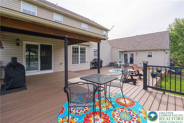 3624 Mcintosh Dr, North Whitehall Twp, PA 18069 - wooden terrace featuring outdoor dining space and grilling area