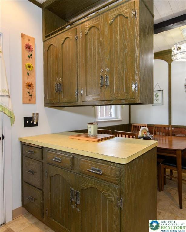 1241 Lehigh St, Allentown City, PA 18103 - kitchen with light countertops and beamed ceiling