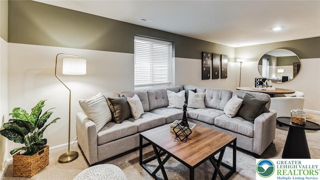 311 Knollwood Dr, Forks Twp, PA 18040 - living room with carpet flooring and baseboards