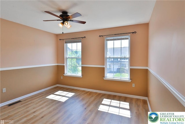 27 Willow Dr, Palmer Twp, PA 18045 - unfurnished room featuring wood finished floors, ceiling fan, and baseboards