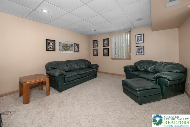 1224 Highland Dr, Upper Macungie Twp, PA 18069 - carpeted living area with a paneled ceiling, baseboards, and recessed lighting