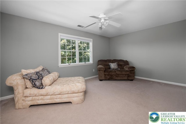1224 Highland Dr, Upper Macungie Twp, PA 18069 - sitting room with carpet flooring, ceiling fan, and baseboards