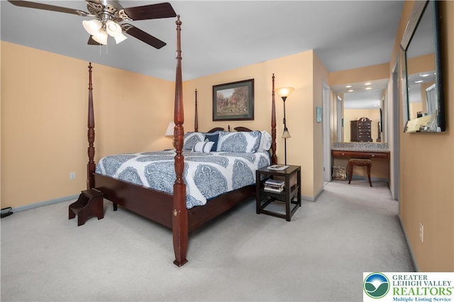 1224 Highland Dr, Upper Macungie Twp, PA 18069 - bedroom with light colored carpet, ceiling fan, and baseboards