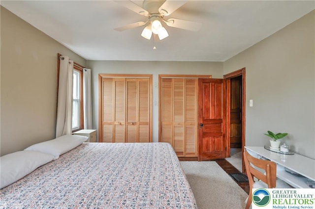 1116 Juniper St, Quakertown Boro, PA 18951 - bedroom with multiple closets and a ceiling fan
