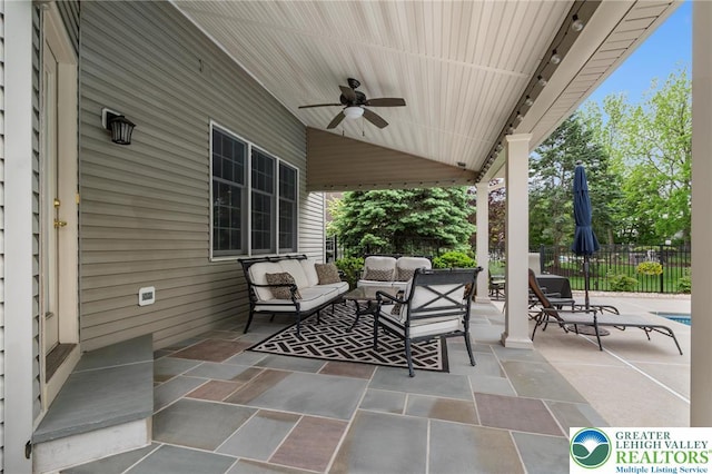 168 Forsythia Ln, Upper Macungie Twp, PA 18104 - view of patio with an outdoor living space and ceiling fan