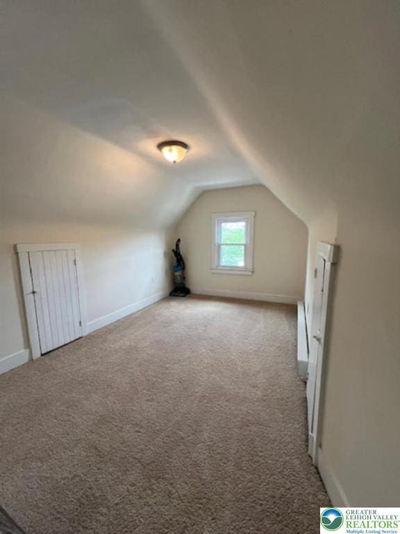 416 White St, Bowmanstown Borough, PA 18071 - additional living space with lofted ceiling, carpet floors, and baseboards