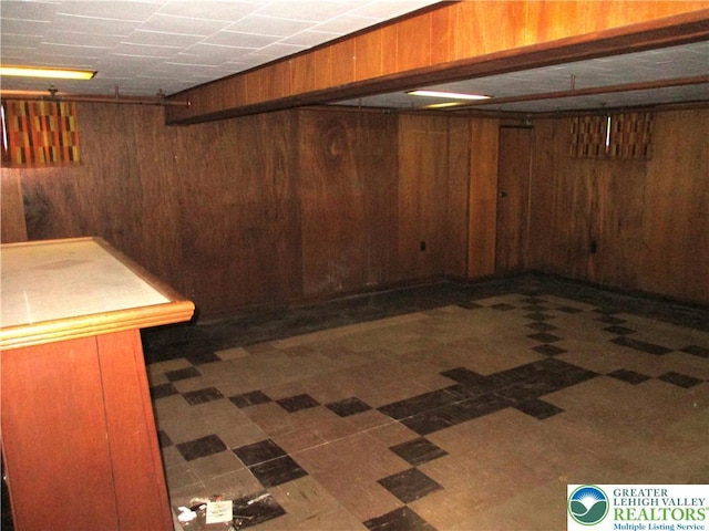 244 High St, Tatamy Borough, PA 18085 - finished below grade area with wooden walls and tile patterned floors