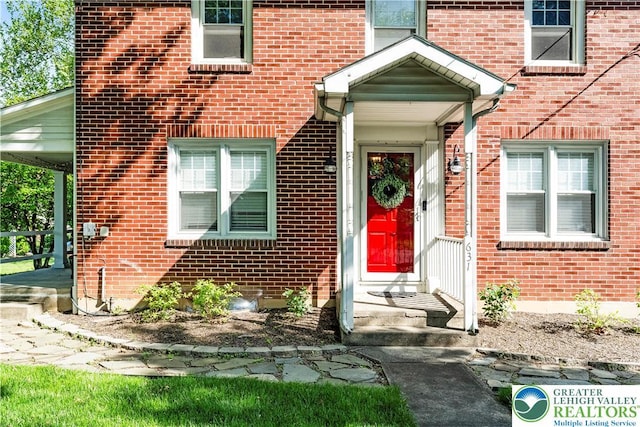 631 Main St, Tatamy Borough, PA 18085 - entrance to property with brick siding