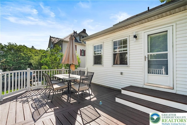 631 Main St, Tatamy Borough, PA 18085 - wooden terrace with outdoor dining area