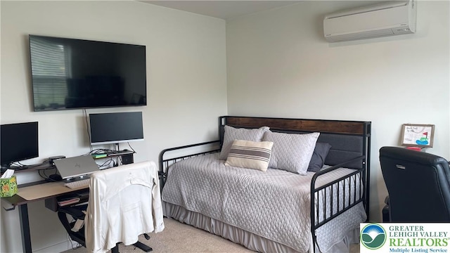 331 Minor St, Emmaus Borough, PA 18049 - carpeted bedroom with a wall mounted AC and an office area