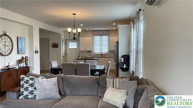 331 Minor St, Emmaus Borough, PA 18049 - living area with a chandelier and recessed lighting