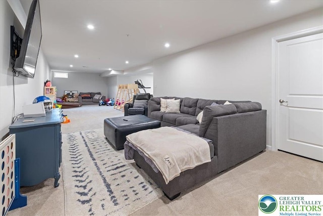 2585 Raya Way, Bethlehem Twp, PA 18045 - living room with light carpet and recessed lighting