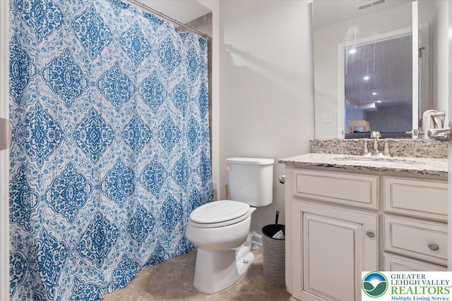 2585 Raya Way, Bethlehem Twp, PA 18045 - full bathroom with vanity, toilet, tile patterned flooring, and a shower with curtain